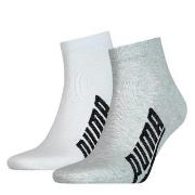 Puma Strømper 2P Lifestyle Quarter Sock Hvit/Grå Str 43/46