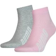 Puma Strømper 2P Lifestyle Quarter Sock Rosa/Grå Str 35/38