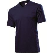 Stedman Classic V-Neck Men T-shirt Mørkblå bomull Small Herre