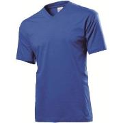 Stedman Classic V-Neck Men T-shirt Royalblå bomull X-Large Herre