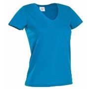 Stedman Classic V-Neck Women T-shirt Blå bomull X-Large Dame