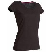 Stedman Megan V-neck Svart ringspunnet bomull Small Dame