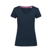 Stedman Megan V-neck Marine ringspunnet bomull Medium Dame