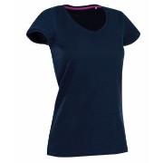 Stedman Megan V-neck Marine ringspunnet bomull Large Dame