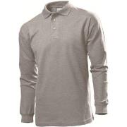 Stedman Polo Long Sleeve Men Grå bomull Medium Herre