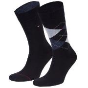 Tommy Hilfiger Strømper 2P Men Sock Check Marine Str 43/46 Herre