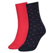 Tommy Hilfiger Strømper 2P Women Dot Sock Rød Mønster Str 35/38 Dame