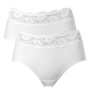 Trofe Lace Trimmed Midi Briefs Truser 2P Hvit bomull X-Large Dame