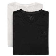 Gant 2P Basic Crew Neck T-Shirt Svart/Hvit bomull XX-Large Herre