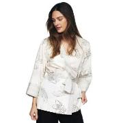 Pierre Robert X Jenny Skavlan Cotton Lounge Kimono Hvit Mønster L/XL D...