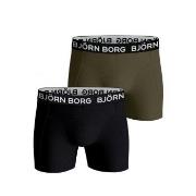 Björn Borg 2P Cotton Stretch Shorts 2112 Svart/Grønn bomull X-Large He...