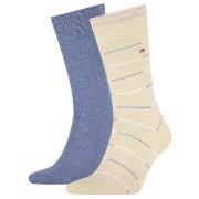 Tommy Hilfiger Strømper 2P Men Tommy Stripe Socks Beige/Blå Str 43/46 ...