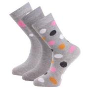 Trofe Cotton Printed Socks Strømper 3P Grå Str 39/42 Dame