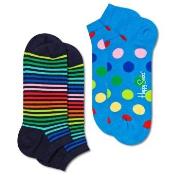 Happy socks Strømper 2P Mini Stripe Low Sock Marine/Blå bomull Str 41/...