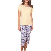 Lady Avenue Short-sleeve With Pirate Pyjama Gul Bambus X-Large Dame