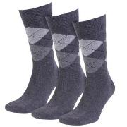 Amanda Christensen Strømper 3P True Ankle Argyle Sock Antracit Str 39/...