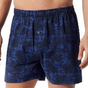 Schiesser 2P Fun Prints Boxer Shorts Blå Mønster bomull Medium Herre