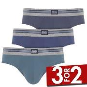 Jockey 3P Cotton Stretch Brief Blå bomull Small Herre