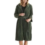 Damella Jaquard Fleece Hoodie Robe Oliven polyester X-Large Dame