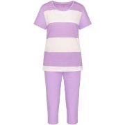 Triumph Pyjama Set X 01 Hvit/Lilla bomull 38 Dame