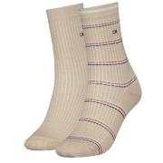 Tommy Hilfiger Strømper 2P Coastal Stripe Tencel Socks Beige Str 35/38