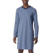 Schiesser Fine Interlock Long Sleeve Nightgown Blå Mønster bomull 56 H...