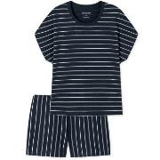 Schiesser Just Stripes Short Pyjamas Marine bomull 38 Dame