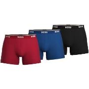 BOSS 3P Cotton Stretch Boxer Brief Long Svart/Blå bomull Small Herre