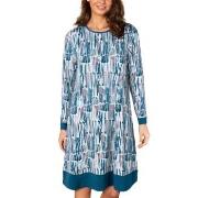 Lady Avenue Bamboo Longsleeve Nightdress Blå Mønster Bambus Medium Dam...