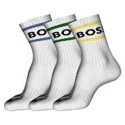 BOSS Strømper 3P Rib Stripe CC Sock Hvit Str 39/42 Herre