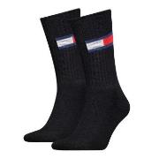 Tommy Men Uni TJ Flag Socks Strømper 2P Svart Str 43/46