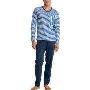 Calida Rekax Streamline V Neck Long Pyjama Blå Mønster bomull Medium H...