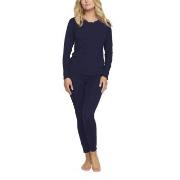 Damella Bamboo Plain Long Pyjamas Set Marine Bambus Large Dame