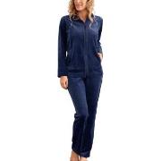 Damella Velour Plain Suit Marine X-Large Dame