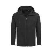 Stedman Hooded Fleece Jacket For Men Svart polyester Small Herre