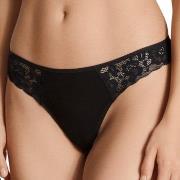 Calida Truser Natural Comfort Lace Thong Svart bomull X-Small Dame