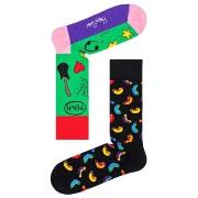 Happy socks Strømper 2P Rock Your Socks Friend Sock Svart/Grønn bomull...