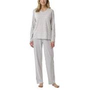 Schiesser Women Straight Leg Long Pyjama Hvit/Grå bomull 48 Dame