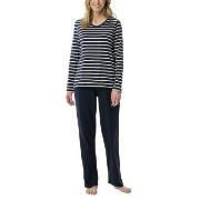 Schiesser Women Straight Leg Long Pyjama Blå/Hvit bomull 40 Dame