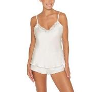 Lady Avenue Pure Silk Camisole With Lace Benhvit silke Small Dame