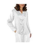 Lady Avenue Satin Pyjama With Long Sleeves Benhvit silke X-Large Dame