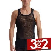 Dovre Wool Mesh Tank Top Svart ull Large Herre