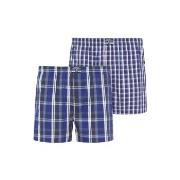 Jockey 2P Woven Boxer Shorts 3XL-6XL Marine Rutete bomull 4XL Herre