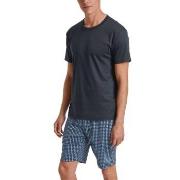 Calida Relax Imprint 2 V Neck Short Pyjama Mørkblå bomull Small Herre