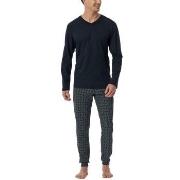 Schiesser Casual Essentials Long Sleeve Pyjamas Mørkblå bomull 48 Herr...