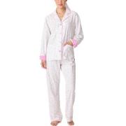 PJ Salvage Long Sleeve Flannel Pyjama Hvit/Rosa bomull Medium Dame