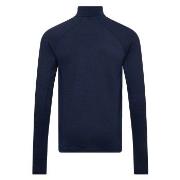 Dovre Wool Zip Single Jersey Marine ull Small Herre