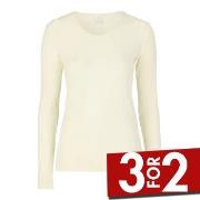 Damella Wool Long Sleeve Top Benhvit merinoull X-Small Dame