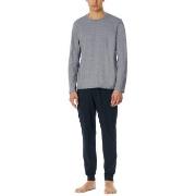 Schiesser Casual Essentials Long Pyjama With Cuffs Mørkblå bomull Larg...