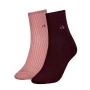 Calvin Klein Strømper 2P Short Sock Roll Top Svart/Rosa Str 39/42 Dame